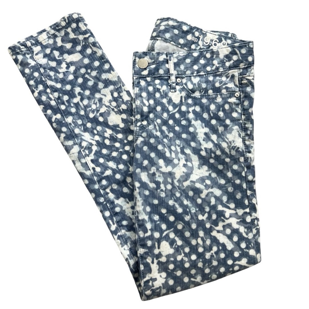 GAP 1969 Polka Dot Acid Wash Skinny Jeans Women 25 Y2K